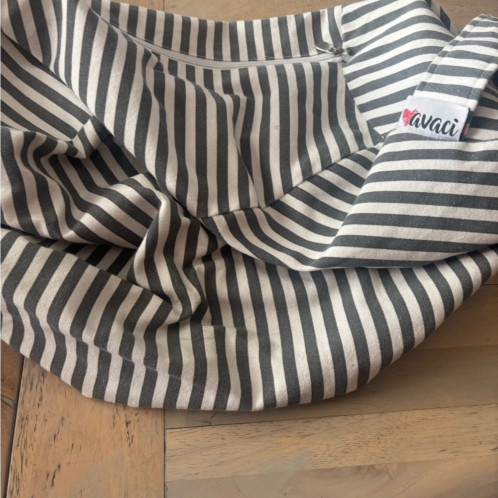 Gray and White Striped beanbag stuffed animal holder